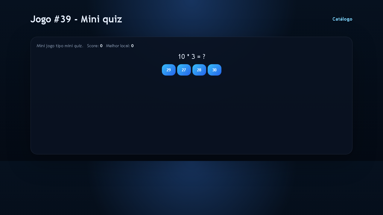 Jogo #39 - Mini quiz