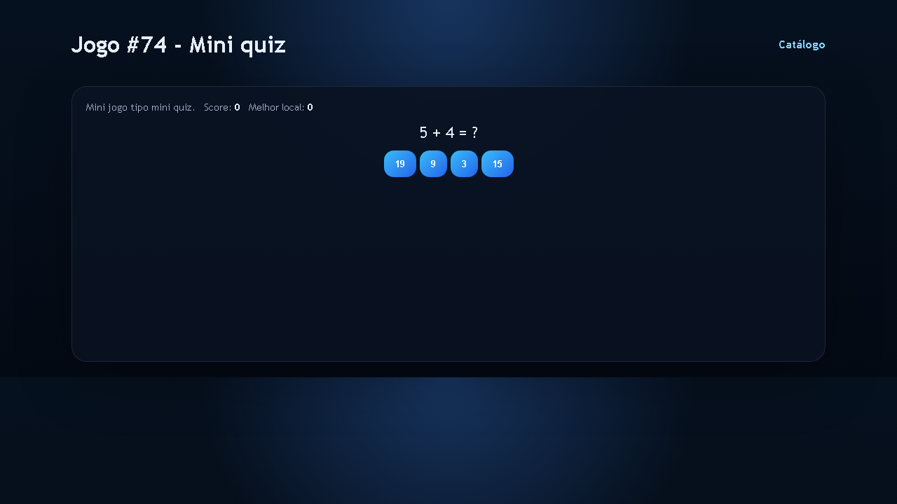 Jogo #74 - Mini quiz