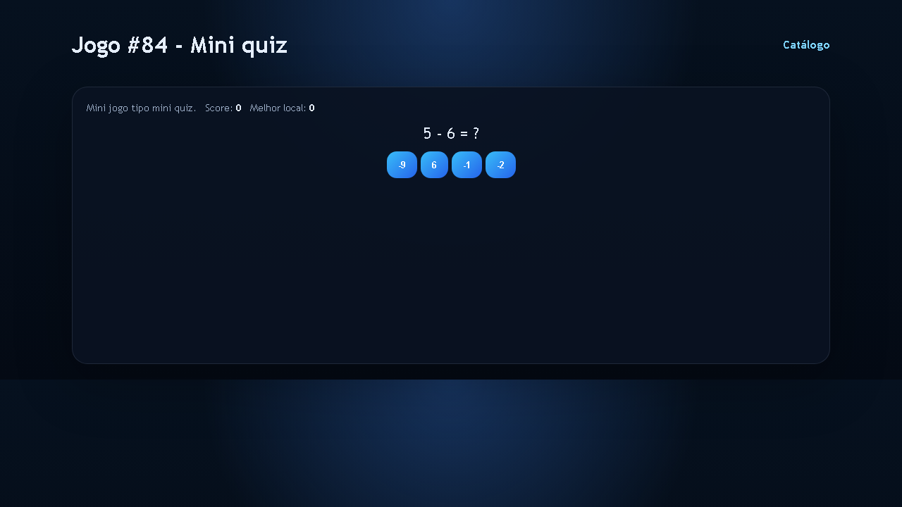 Jogo #84 - Mini quiz